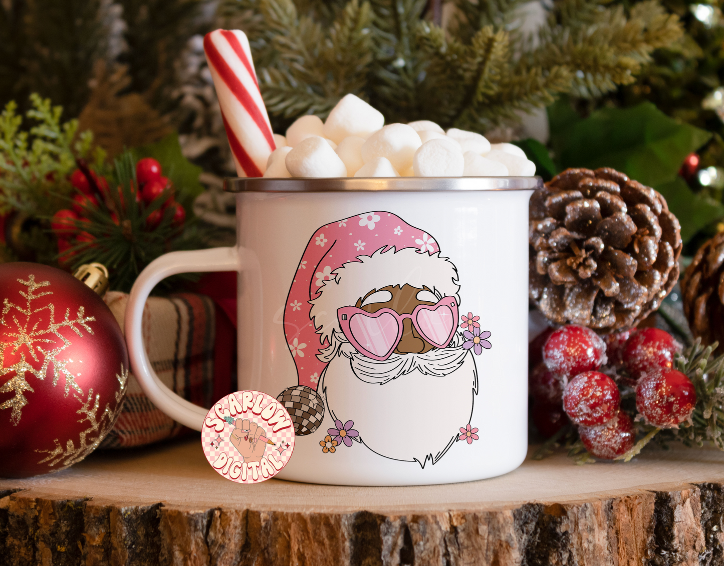 Disco Santa Claus PNG-Christmas Sublimation Digital Design Download-christmas flowers, preppy santa png, groovy christmas png, disco png