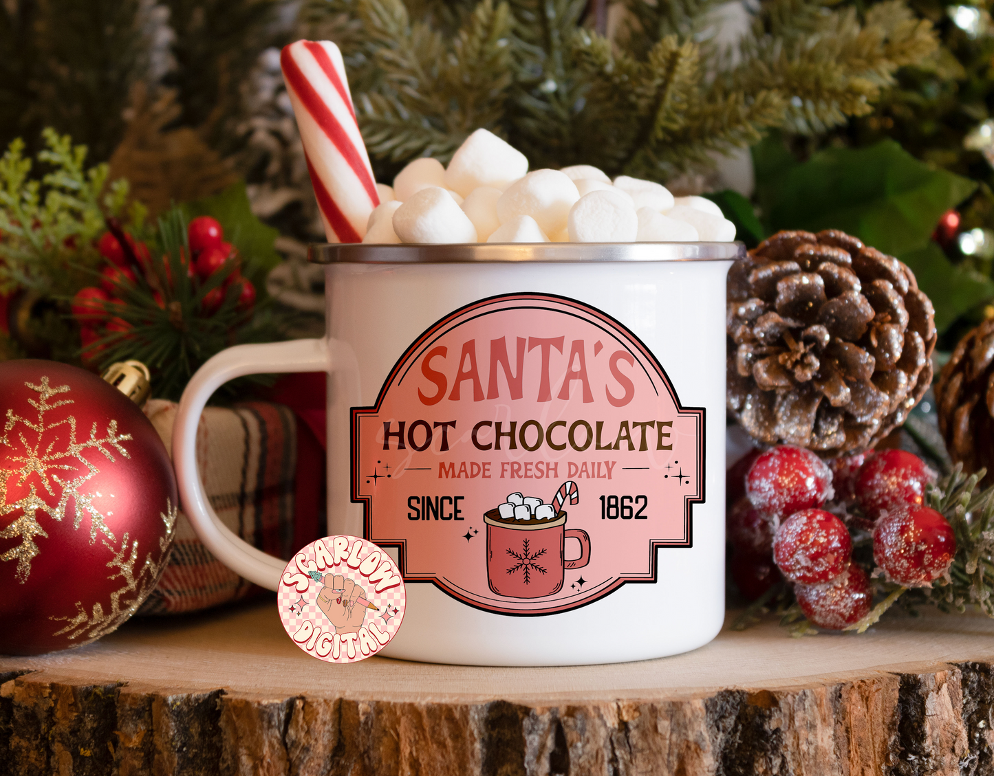 Santa's Hot Chocolate PNG-Christmas Sublimation Digital Design Download-hot cocoa png, snowflake png, santa claus png, saint nick png design