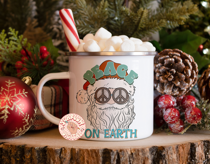 Peace on Earth PNG-Christmas Sublimation Digital Design Download-santa claus png, peace christmas png, groovy santa png, hippie santa png