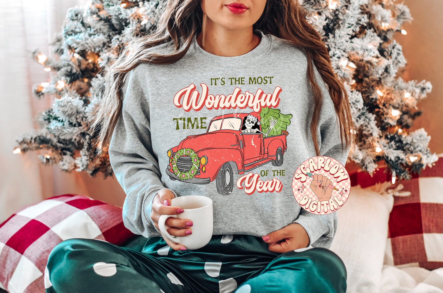 It's the Most Wonderful Time of the Year PNG-Christmas Sublimation Digital Design Download-skeleton christmas png, red truck png, funny png