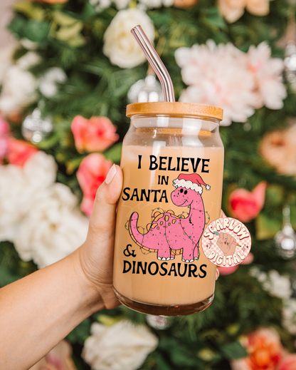 I Believe in Santa and Dinosaurs PNG-Christmas Sublimation Digital Design Download-girl christmas png, dinos png, girl designs, funny png