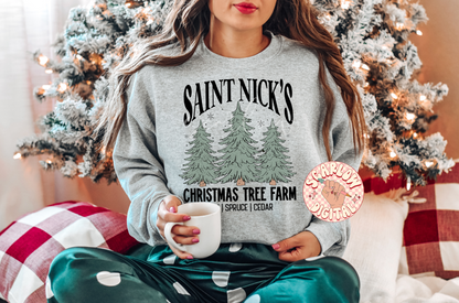 Saint Nick's Christmas Tree Farm PNG Sublimation Digital Design Download-vintage christmas png, boho christmas png, santa claus png designs