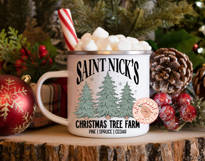 Saint Nick's Christmas Tree Farm PNG Sublimation Digital Design Download-vintage christmas png, boho christmas png, santa claus png designs
