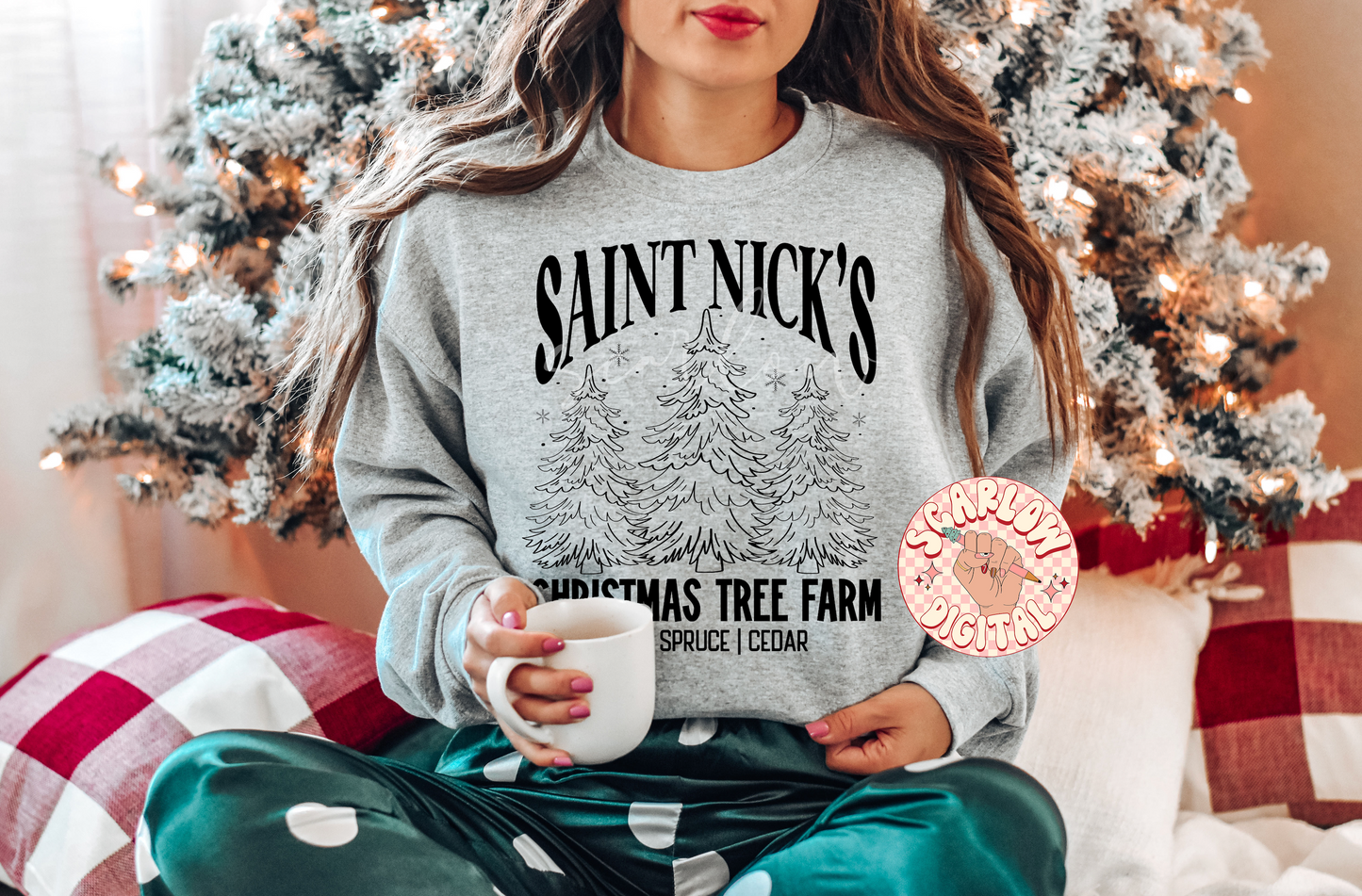 Saint Nick's Christmas Tree Farm SVG Cut File Digital Design Download-vintage christmas svg, boho christmas svg, santa claus svg designs