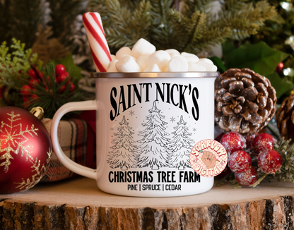 Saint Nick's Christmas Tree Farm SVG Cut File Digital Design Download-vintage christmas svg, boho christmas svg, santa claus svg designs