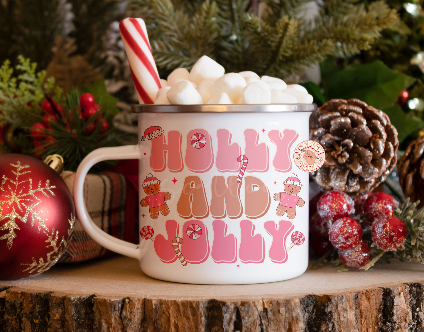 Holly and Jolly PNG-Christmas Sublimation Digital Design Download-gingerbread man png, candy cane png, lollipop png, pink christmas png