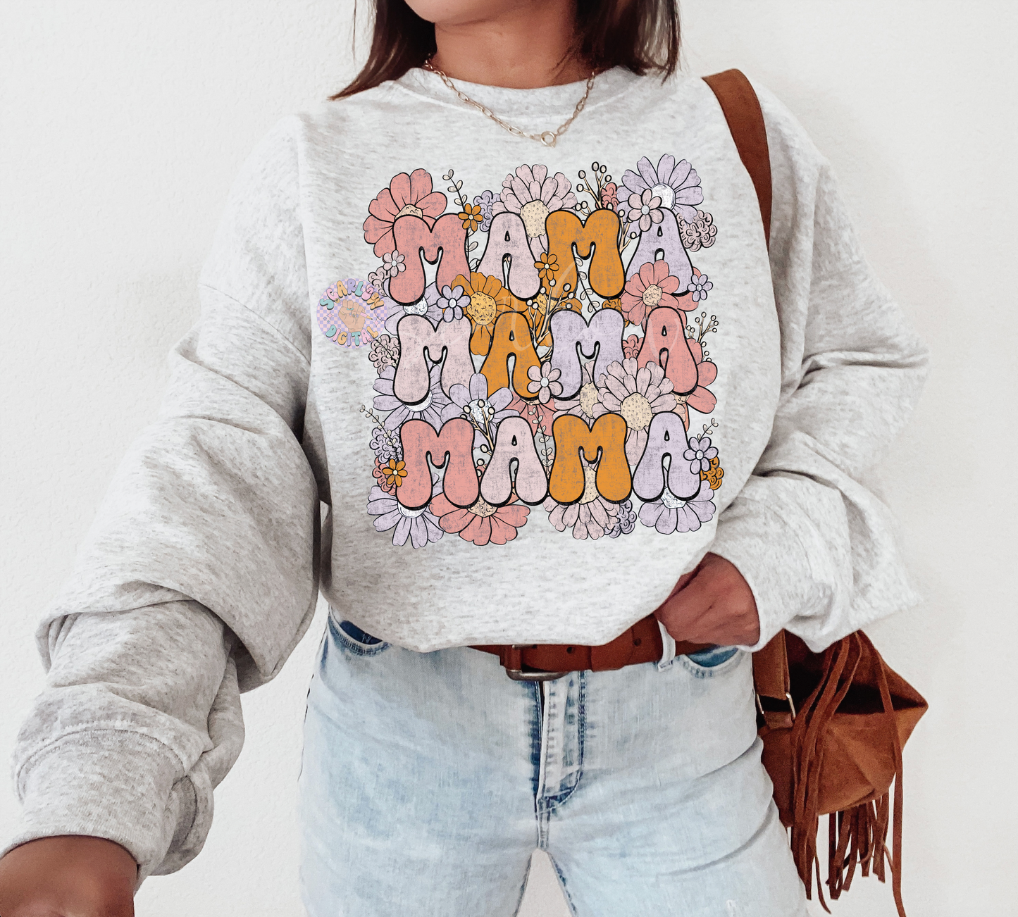 Floral Mama PNG Sublimation Digital Design Download, flowers png, png for moms, mama png, trendy mama png, preppy mama designs, boho mom png