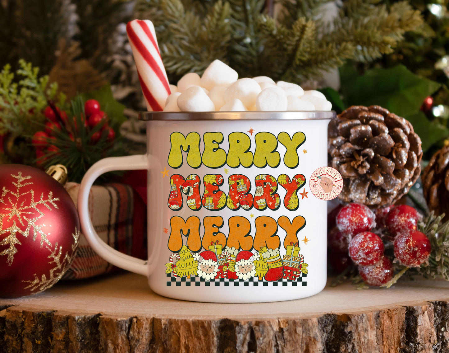 Merry Merry Merry PNG-Christmas Sublimation Digital Design Download-christmas tree png, santa claus png, traditional christmas png designs