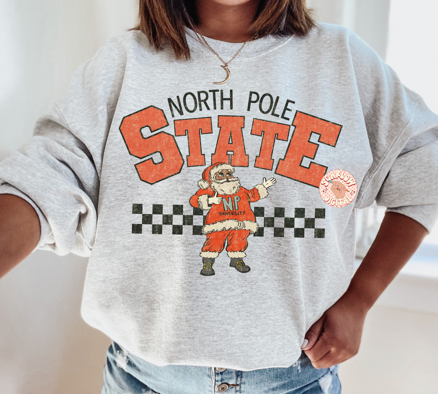 North Pole State PNG-Christmas Sublimation Digital Design Download-santa claus png, university png, mascot png, men's christmas png designs