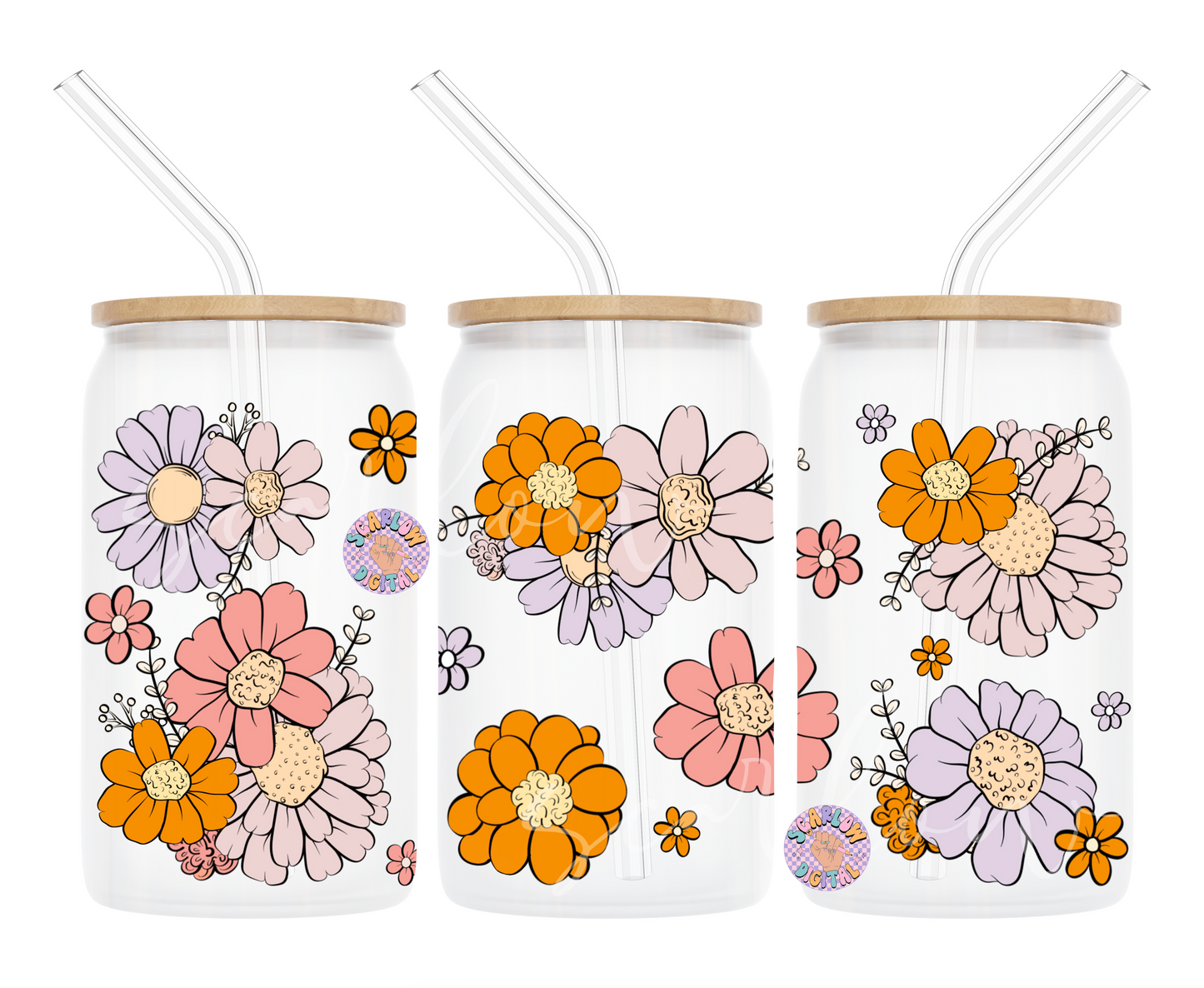 Floral Bouquet Glass Can Wrap PNG Digital Design Download, can glass wrap png, girly can glass png, boho cup wraps, can glass png designs