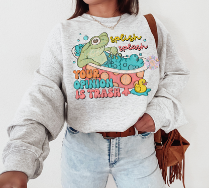 Splish Splash Your Opinion is Trash PNG-Froggy Sublimation Digital Design Download-funny png, adult humor png, sarcastic png, trendy png