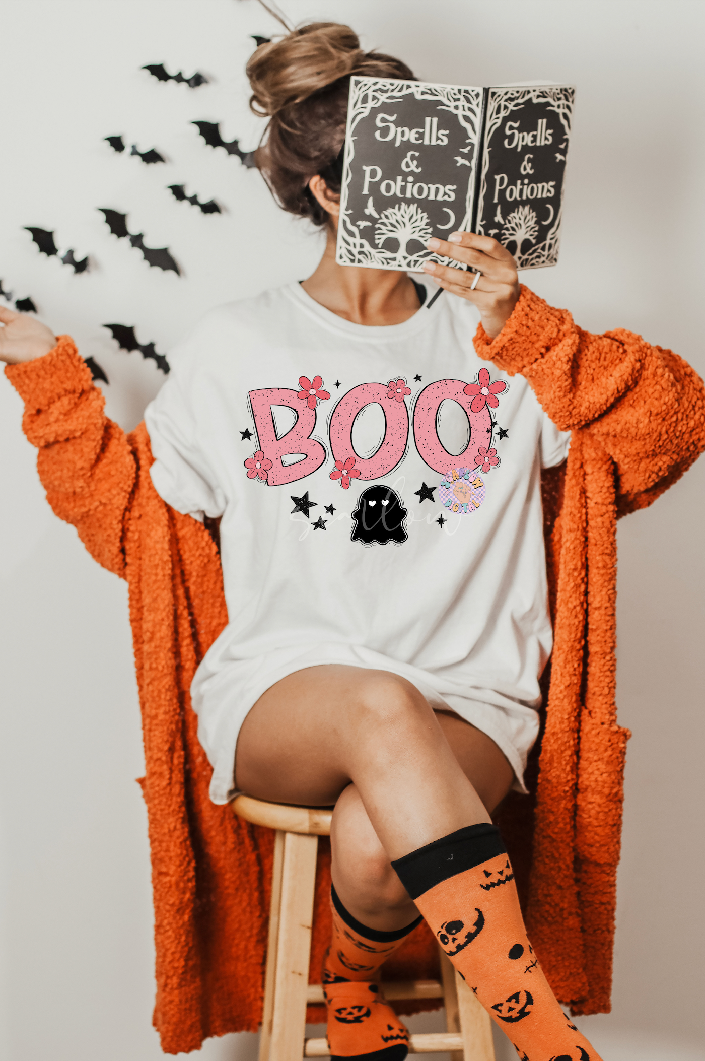 Boo PNG-Halloween Sublimation Digital Design Download-girl halloween png, preppy png, spooky season png, fall png, little girl png designs