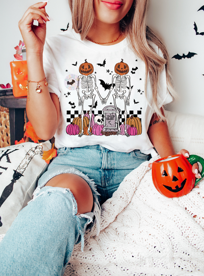 Skeleton Besties PNG-Halloween Sublimation Digital Design Download-pumpkin head png, fall png, skeletons png, funny png, spooky png designs