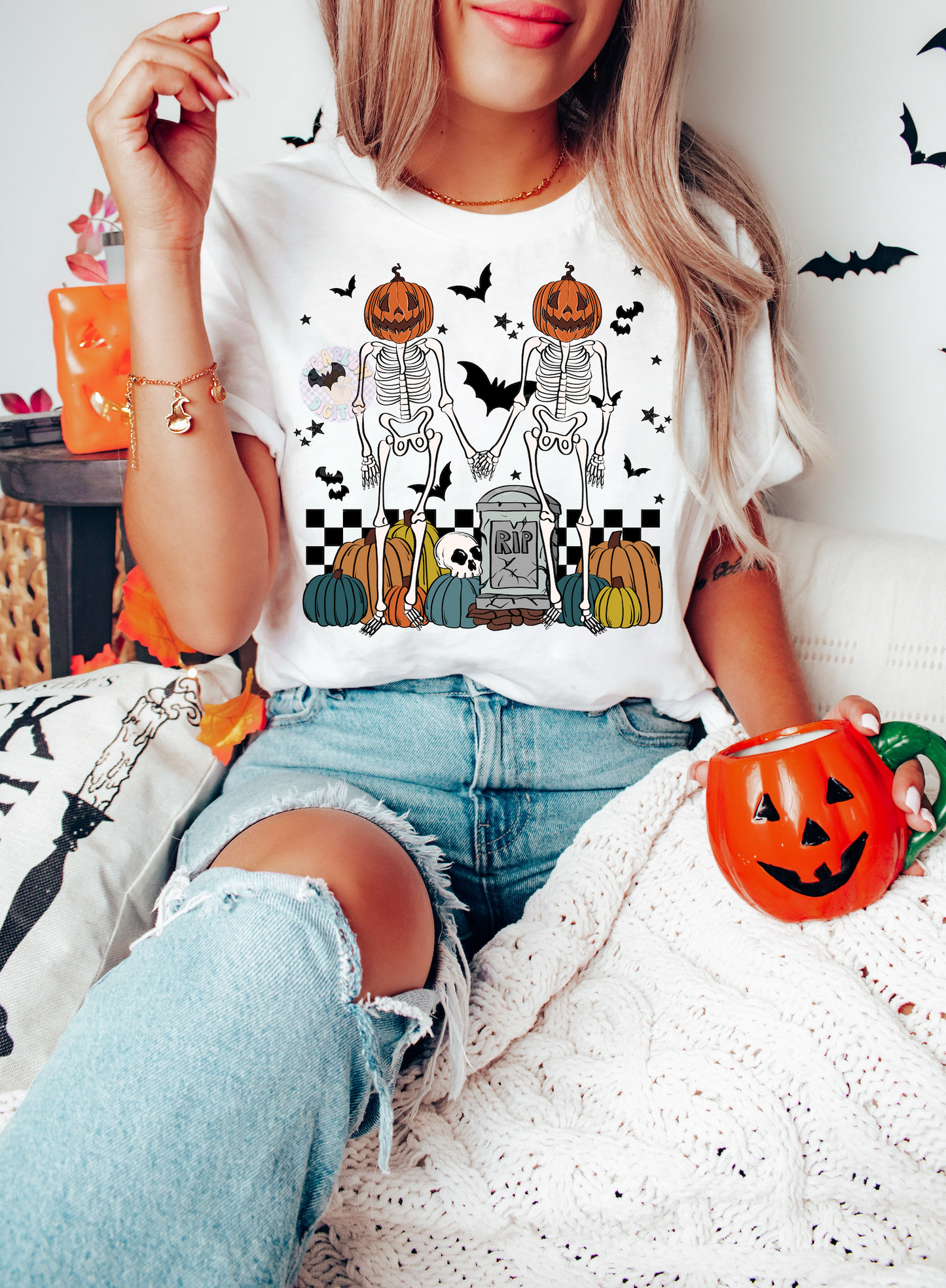 Skeleton Besties PNG-Halloween Sublimation Digital Design Download-pumpkin head png, fall png, skeletons png, funny png, spooky png designs