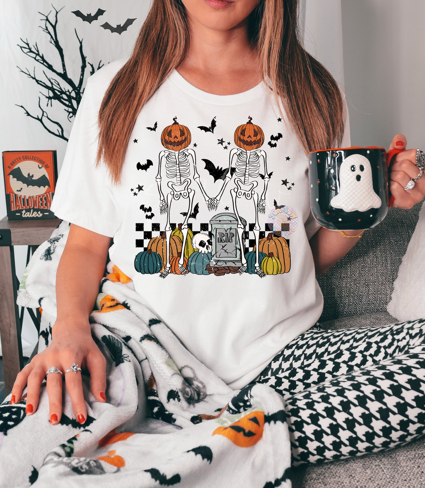 Skeleton Besties PNG-Halloween Sublimation Digital Design Download-pumpkin head png, fall png, skeletons png, funny png, spooky png designs