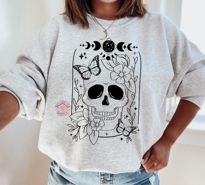 Floral Skeleton PNG Sublimation Digital Design Download-skull png, butterfly png, grunge png, edgy png, png for women, moon phases png file