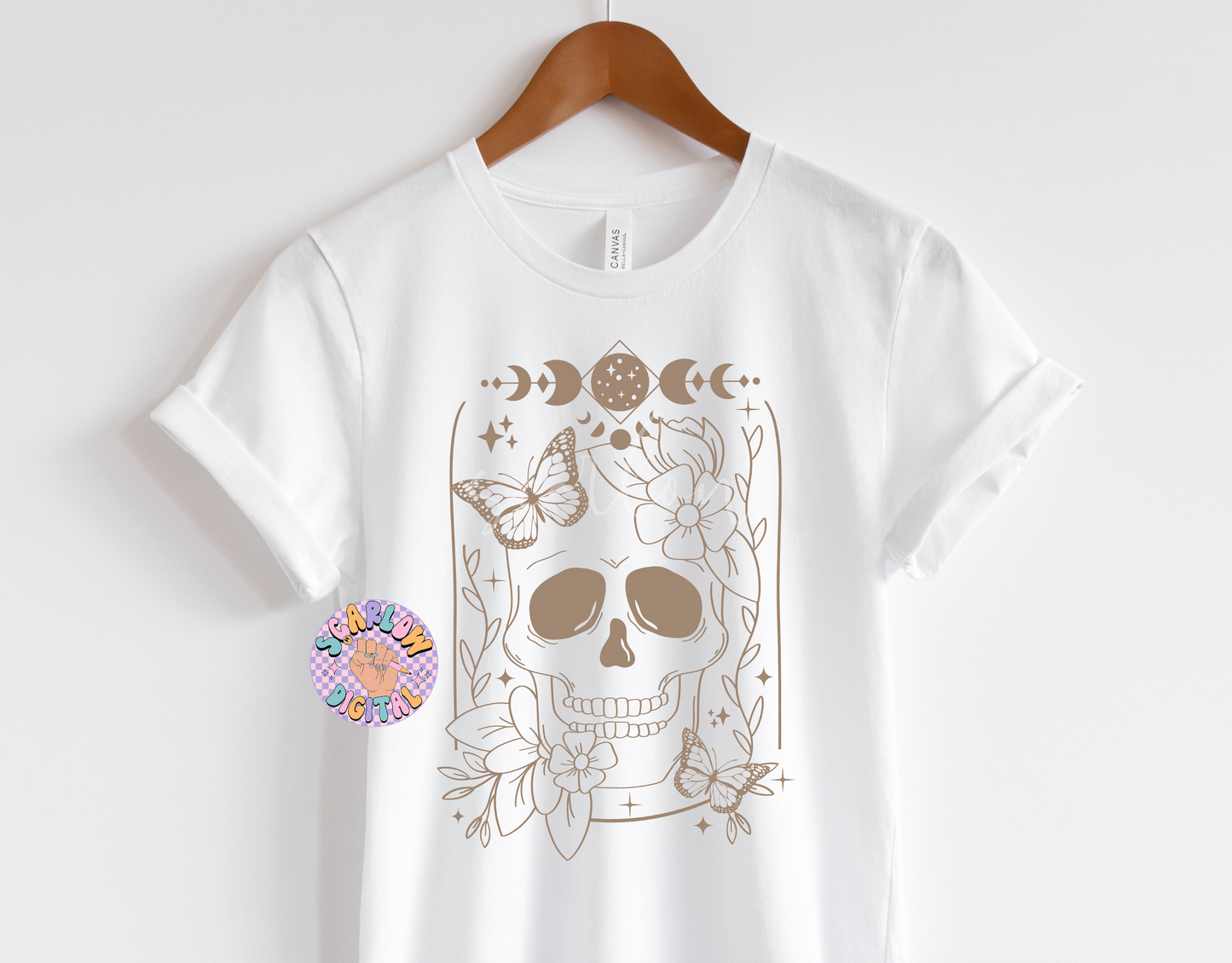 Floral Skeleton PNG Sublimation Digital Design Download-skull png, butterfly png, grunge png, edgy png, png for women, moon phases png file