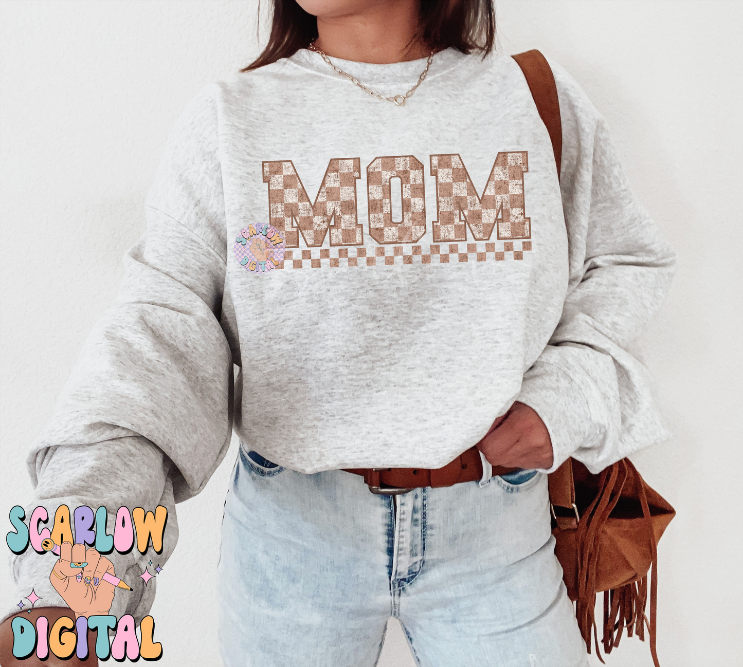 Mom PNG-Checkered Sublimation Digital Design Download-simple mama png, checkered mama png, color neutral png, neutral mama png designs