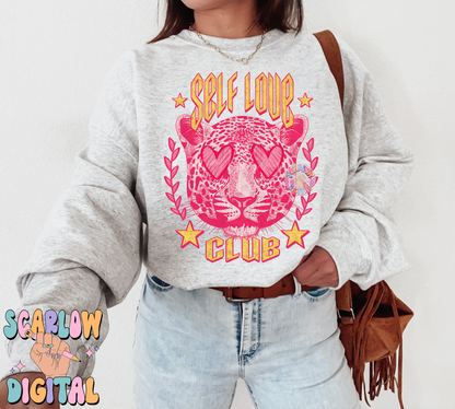 Self Love Club PNG-Valentine's Day Sublimation Digital Design Download-snow leopard png, hearts png, girly valentine's png, self care png