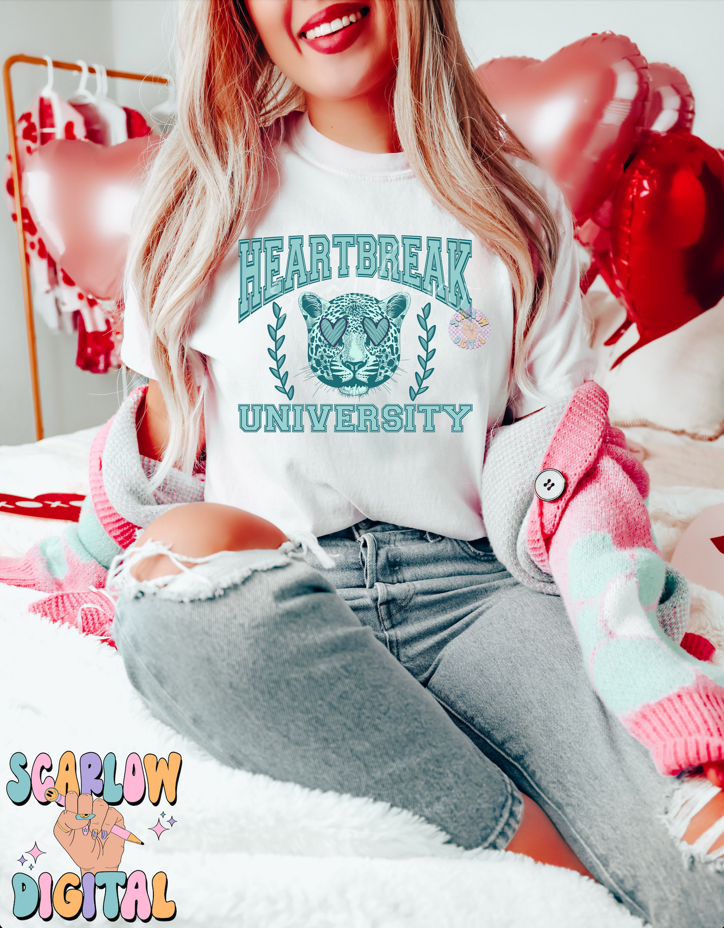 Heartbreak University PNG-Valentine's Day Sublimation Digital Design Download-snow leopard png, hearts png, boy valentines day png design