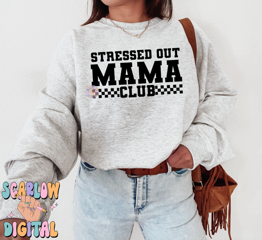 Stressed Out Mama Club SVG Digital Design Download, mama svg cut file, svg for moms, mama svg designs, checkered svg designs, funny mama svg