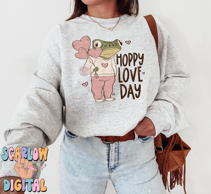 Hoppy Love Day PNG-Valentine's Day Sublimation Digital Design Download-hearts png, funny png, froggy png, funny valentine's day png design
