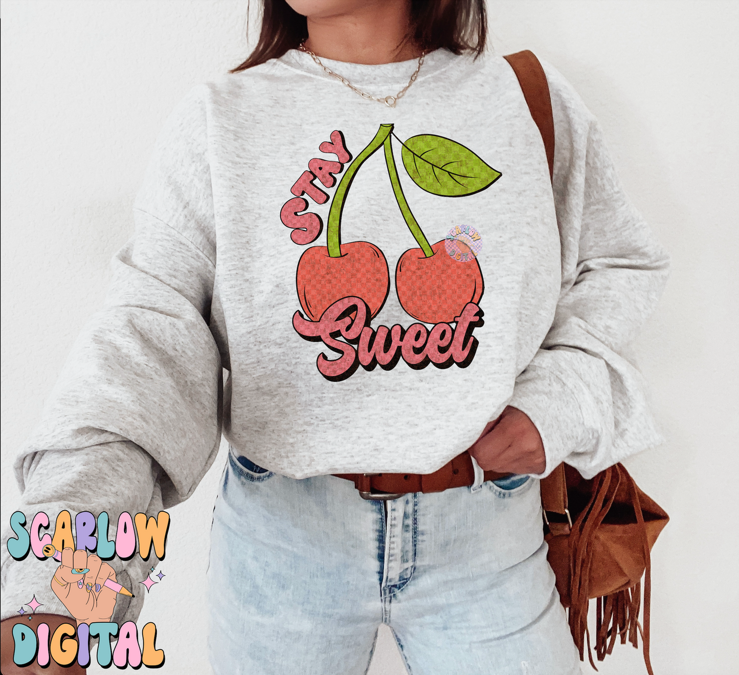 Stay Sweet PNG-Valentine's Day Sublimation Digital Design Download-cherries png, fruit png, kids valentines png, checkered png, retro png