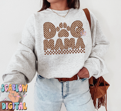 Dog Mama PNG Sublimation Digital Design Download-pet mom tshirt designs, png for mom, mama png design, checkered png, fur mom png designs
