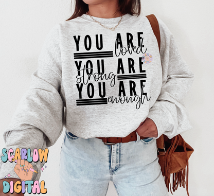 You Are Loved SVG Cut File Digital Design Download, you are strong svg, you are enough svg, inspirational svg, simple svg, motivational svg