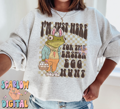 I'm Just Here For The Easter Egg Hunt PNG-Frog Sublimation Digital Design Download-funny easter png, adult easter png, funny frog png design