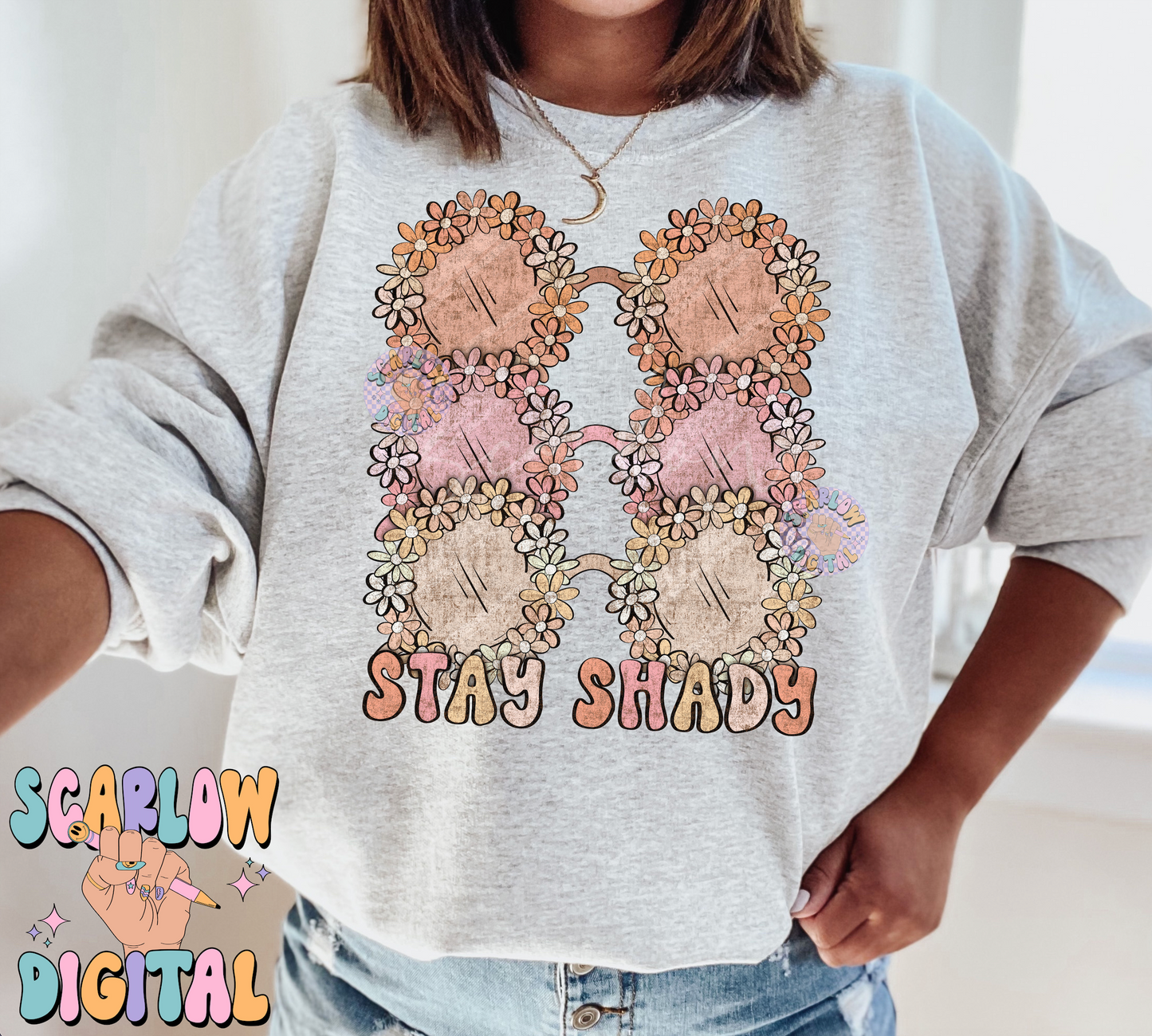 Stay Shady PNG-Floral Sunglasses Sublimation Digital Design Download-flowers png, summertime png, boho girl png, sunnies png, girly designs