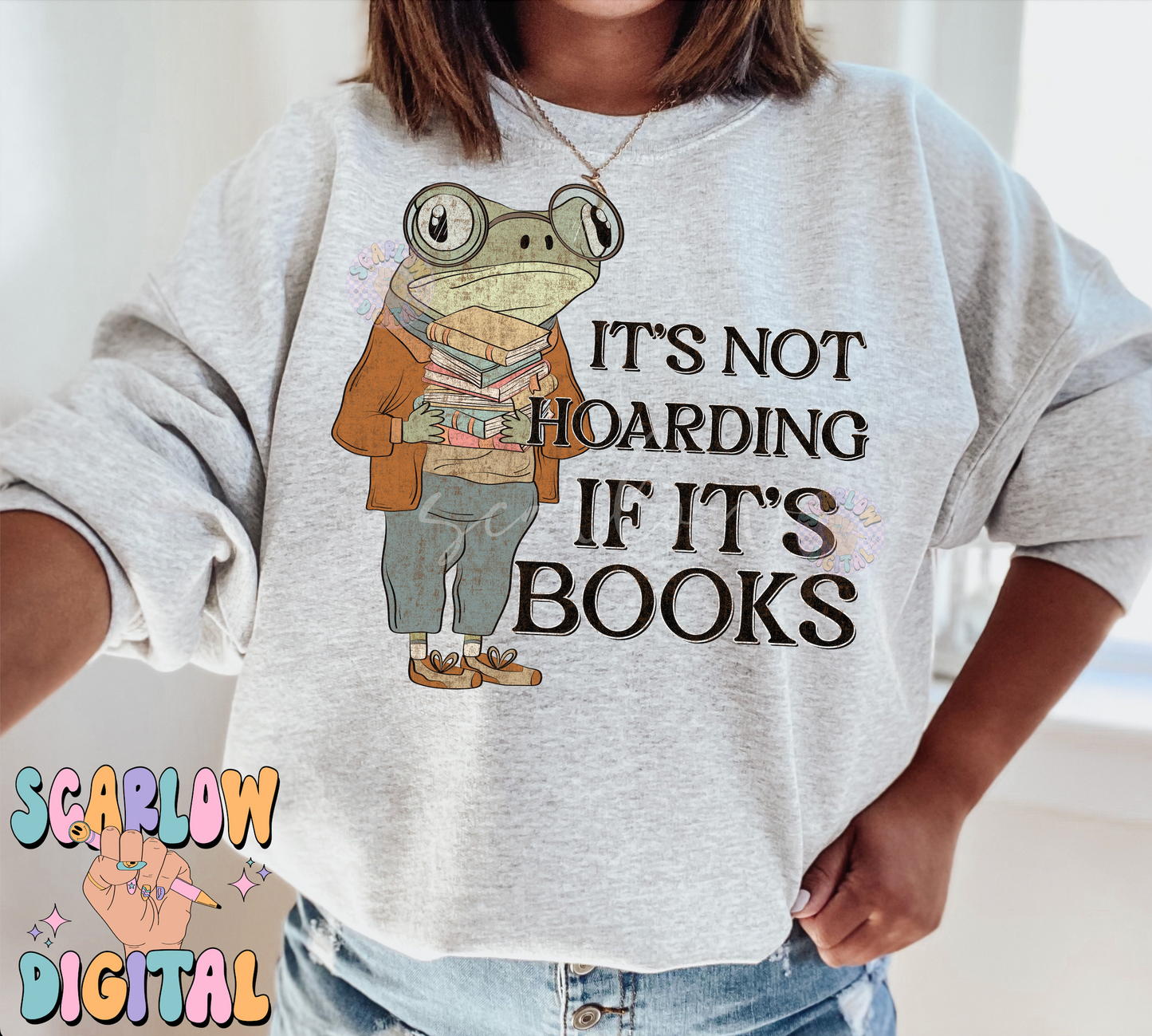 It's Not Hoarding If It's Books PNG-Funny Sublimation Digital Design Download-frog png, book reader png, adult humor png, smut png designs