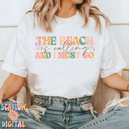 The Beach is Calling And I Must Go PNG-Summer Sublimation Digital Design Download-ocean png, summertime png, simple summer design, beach png