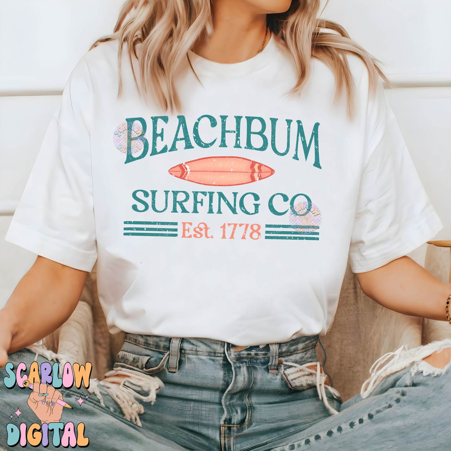 Beach Bum Surfing Co PNG-Summer Sublimation Digital Design Download-surfing png, beach png, ocean png, png for summer, unisex summer png