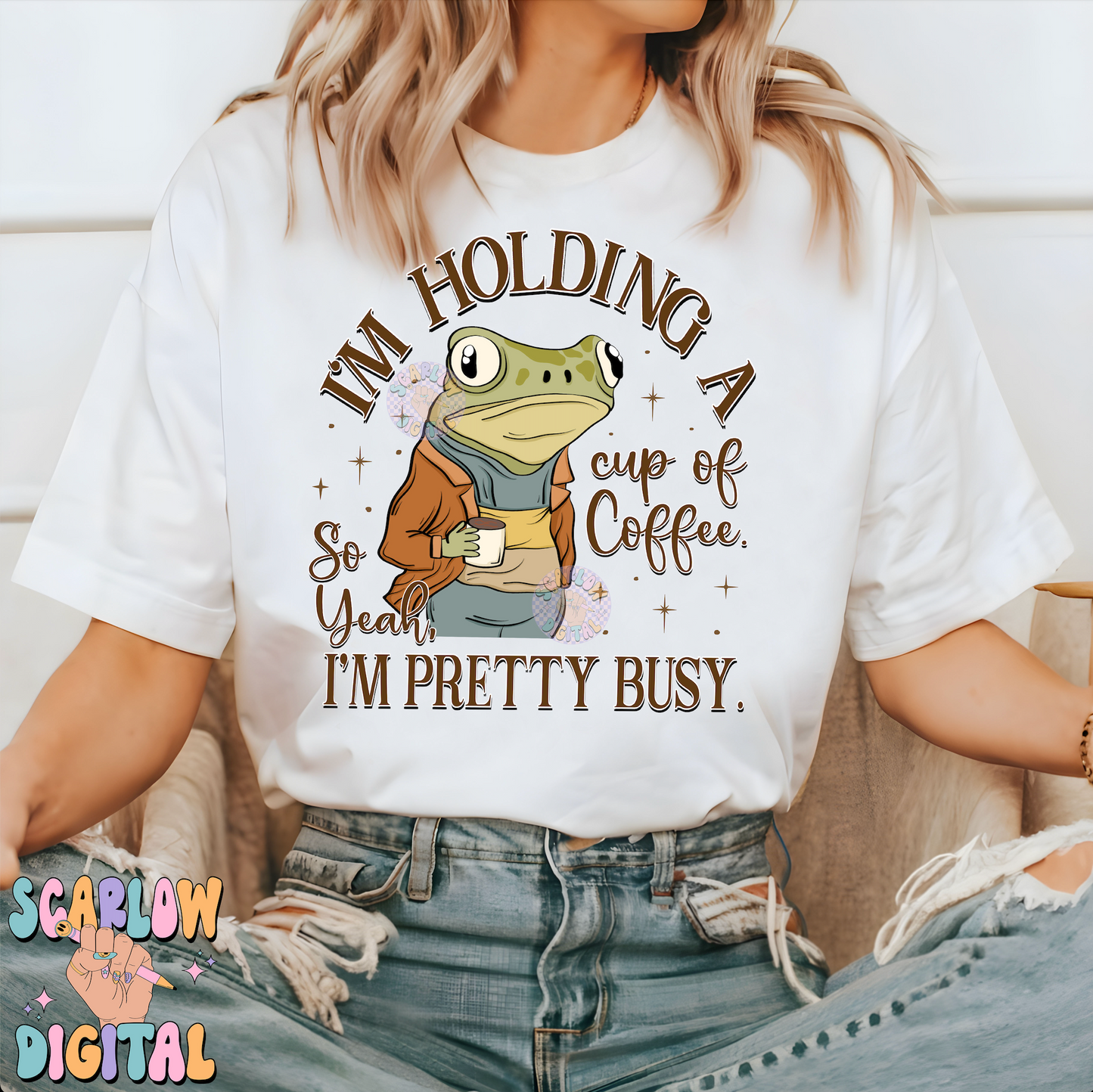 I'm Holding a Cup of Coffee PNG-Frog Sublimation Digital Design Download-coffee drinker png, funny frog png, i'm busy png, adult humor png