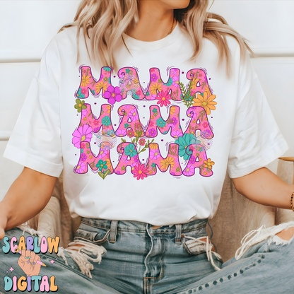 Floral Mama PNG-Flowers Sublimation Digital Design Download-png for moms, mama mini png, mama's girl png, flower mama png, summer mama png