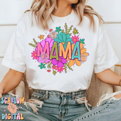 Floral Mama PNG-Flowers Sublimation Digital Design Download-png for moms, mama mini png, mama's girl png, flower mama png, summer mama png