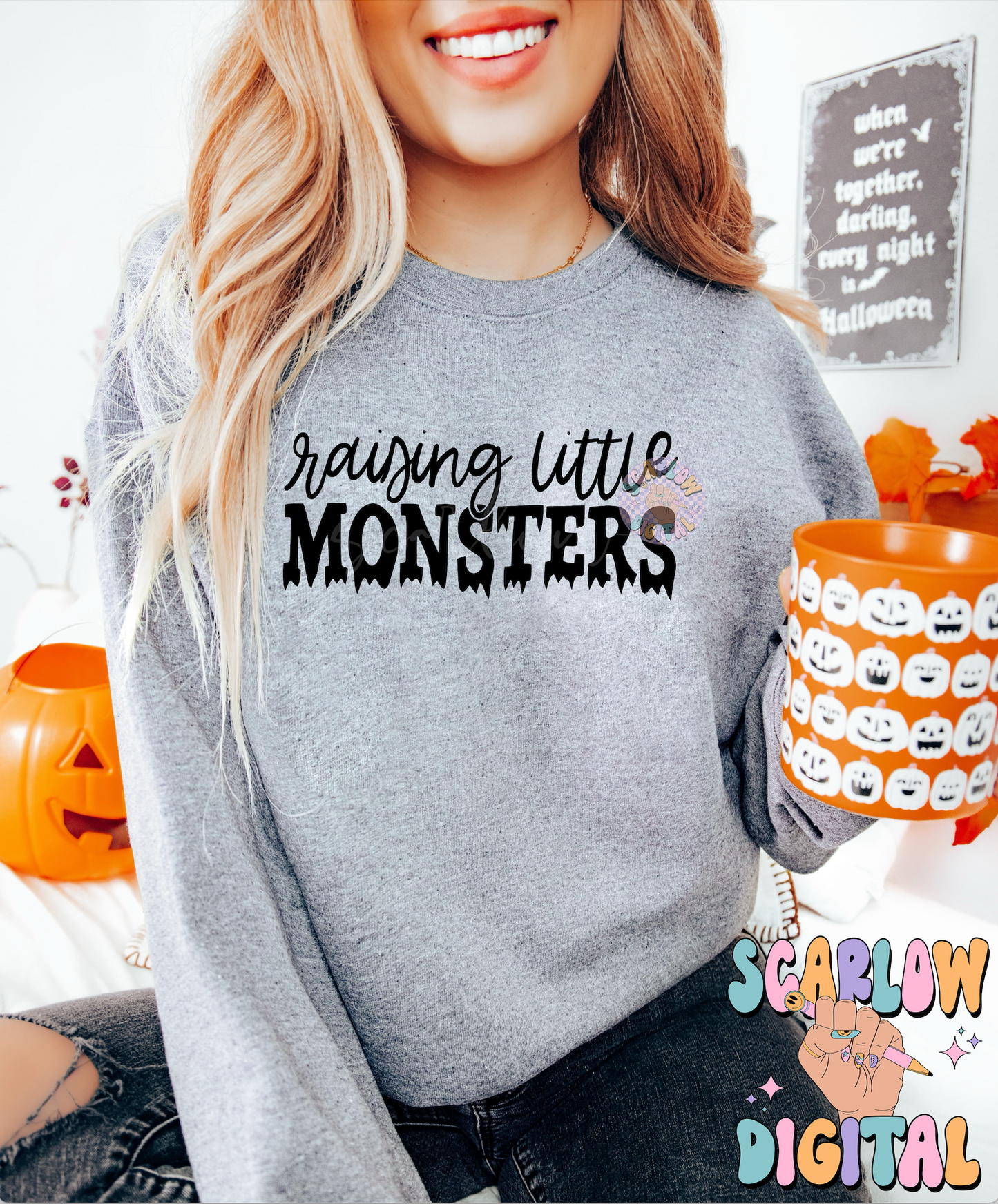 Raising Little Monsters SVG Digital Design Download, cricut cut file svg, halloween png, mama png, spooky mama png, funny mom png designs