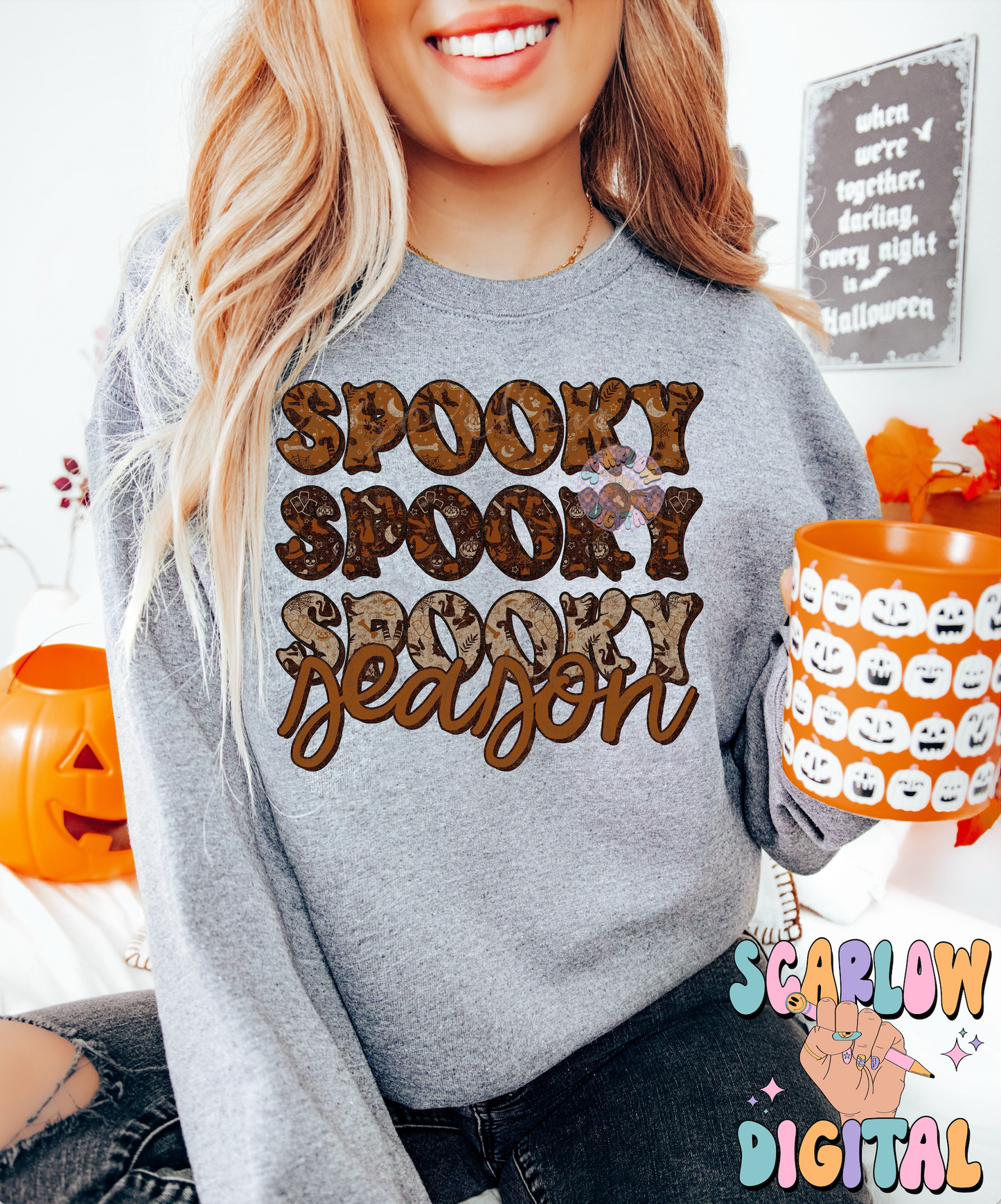 Spooky Season PNG Digital Design Download, vintage spooky season png, vintage halloween png, trendy fall png, pumpkin png, october png