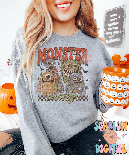 Monsters PNG Digital Design Download, Halloween png, vintage png designs, spooky season png, retro halloween png, zombies png, grunge png