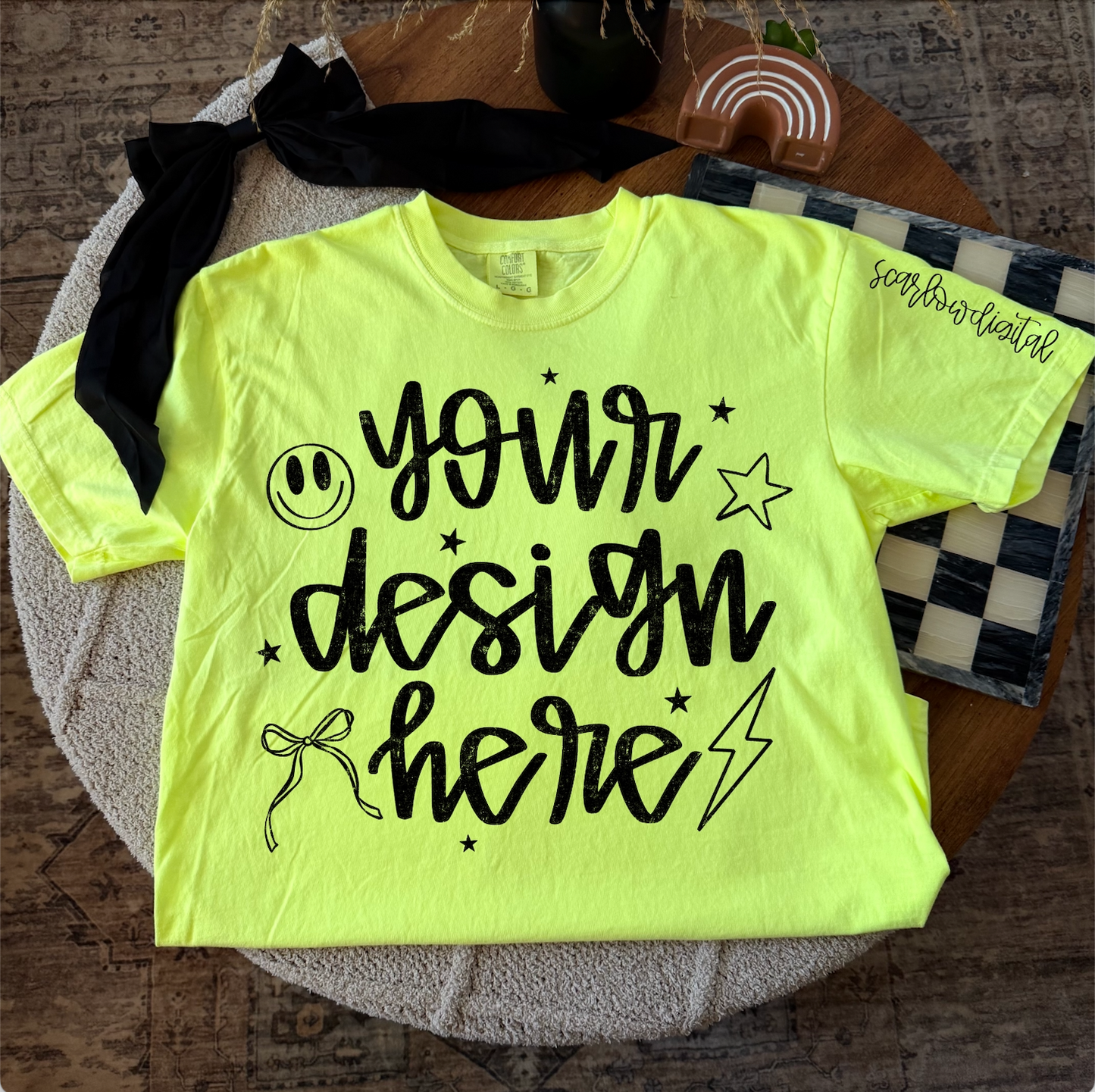 Neon Lemon Comfort Colors T-Shirt Mockup