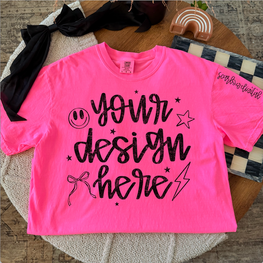 Neon Pink Comfort Colors T-Shirt Mockup