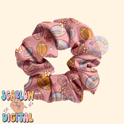 Flowers and Football Seamless Pattern Digital Design Download, fall seamless pattern, girl football designs, football season seamless files