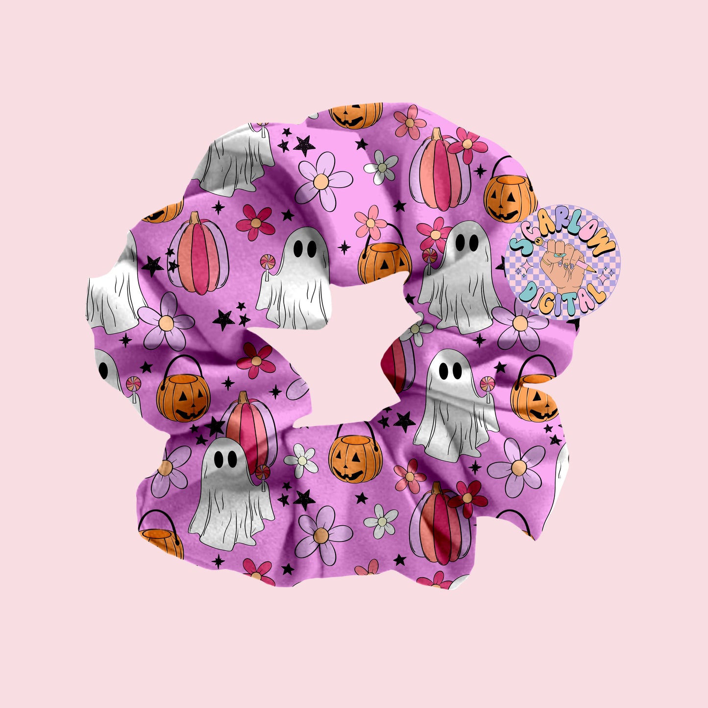 Floral Ghost Seamless Pattern-Halloween Sublimation Digital Design Download-groovy ghost seamless, hippie ghost seamless, girl halloween png