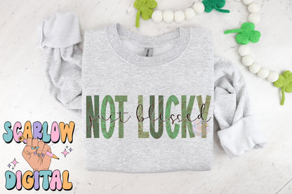 Not Lucky Just Blessed PNG-St Patrick's Day Sublimation Digital Design Download-christian png, simple png, bible verse png, religious png