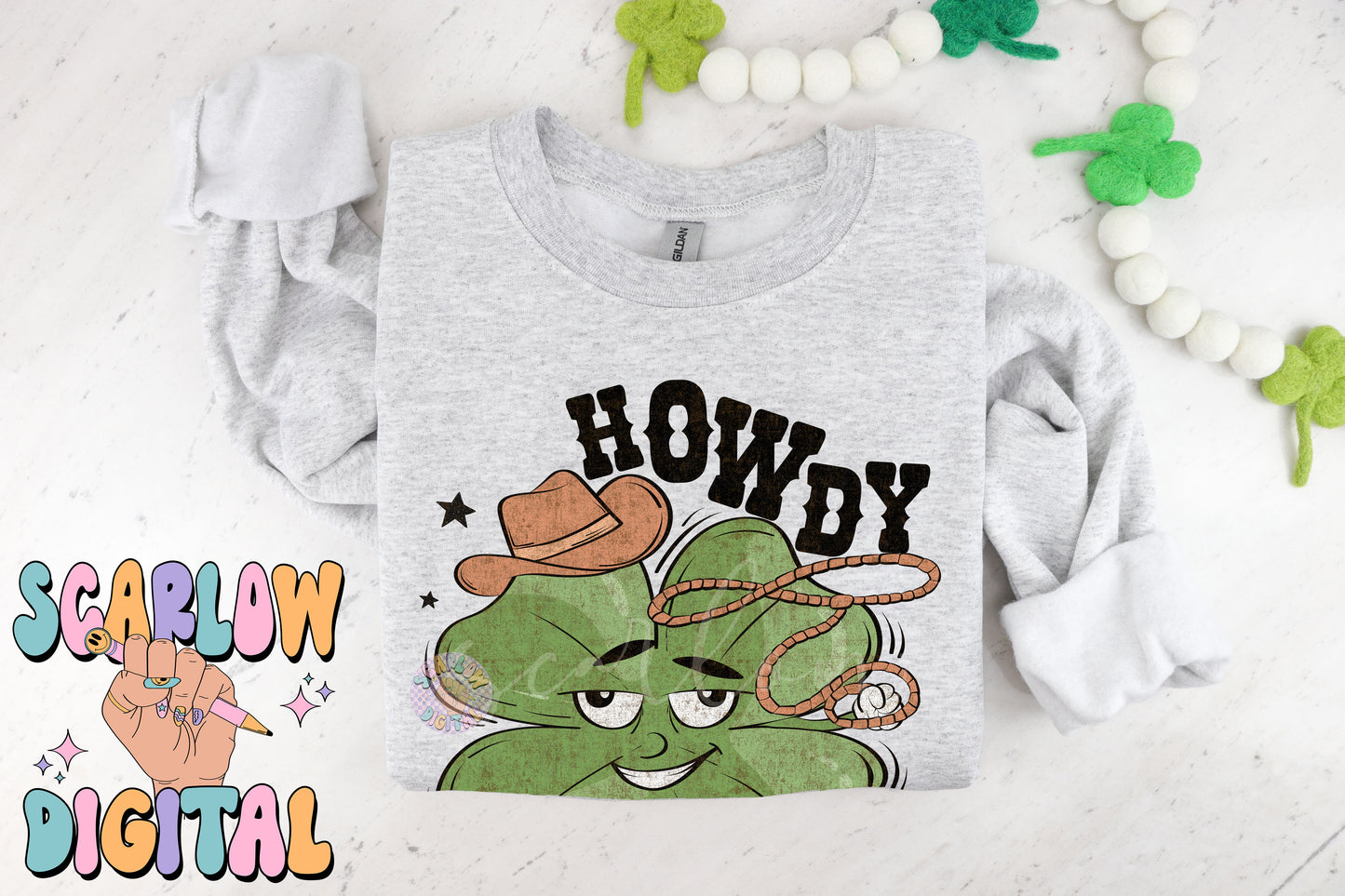 Howdy Go Lucky PNG-St. Patrick's Day Sublimation Digital Design Download-shamrock png, western png, funny png, country png, cowboy png