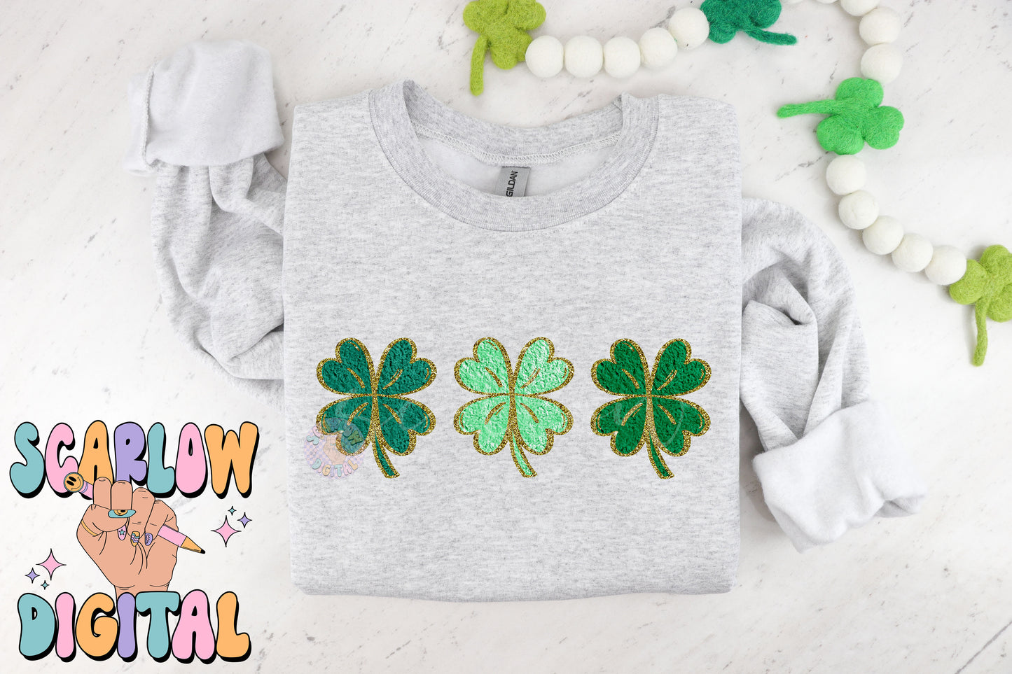 Faux Chenille Shamrocks PNG-St Patrick's Day Sublimation Digital Design Download-lucky png, chenille patches png, irish png, simple png file