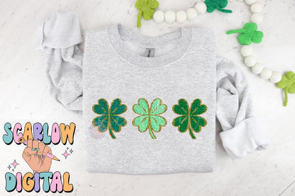 Faux Chenille Shamrocks PNG-St Patrick's Day Sublimation Digital Design Download-lucky png, chenille patches png, irish png, simple png file