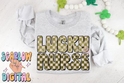 Lucky Nurse PNG-St Patrick's Day Sublimation Digital Design Download-healthcare png, rn png, lucky vibes png, shamrock png, irish png design