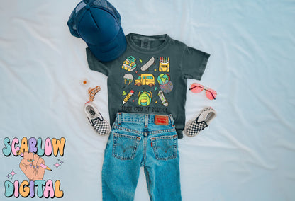 First Day of School PNG Digital Design Download, back to school png, kid png, skater boy png, books png, elementary school png, boy png